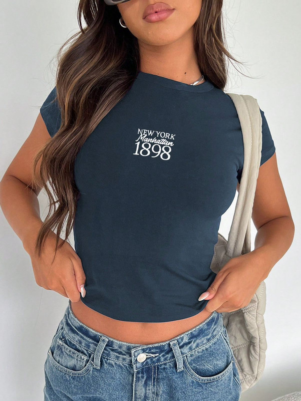 Camiseta casual NEW YORK azul marino talla S/M