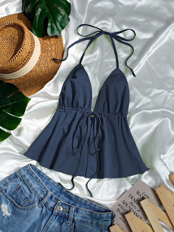 [BAMBI-000070] Top de tiras azul marino talla S/M