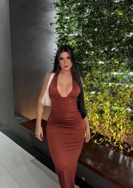 Vestido largo albaricoque con escote en v talla standar MV12