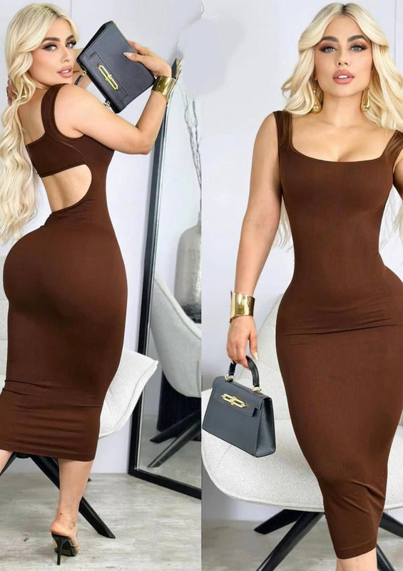 [JOBMAR-000013] Vestido largo café con escote en espalda talla standar MV15