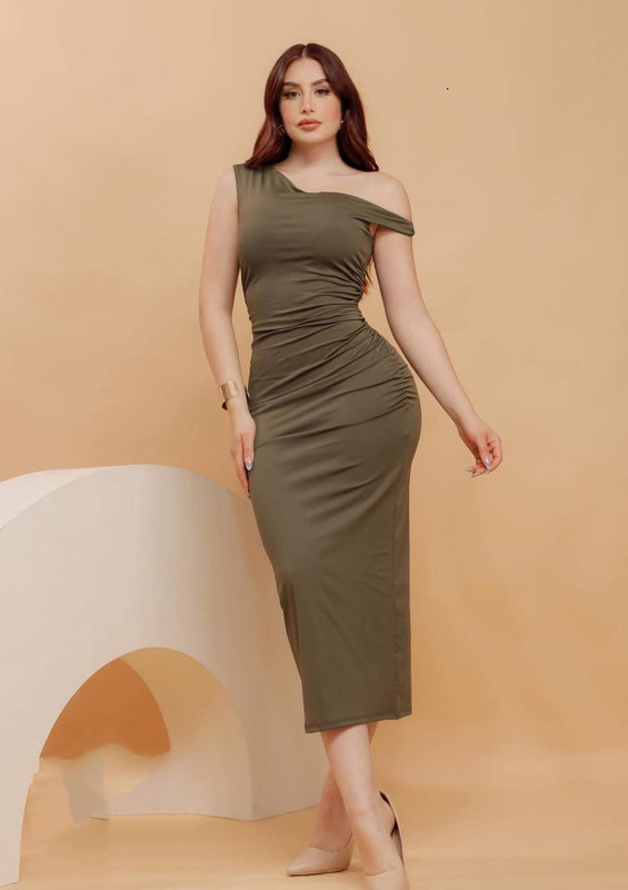 [JOBMAR-000014] Vestido largo verde con nudo en el hombro talla standar MV16