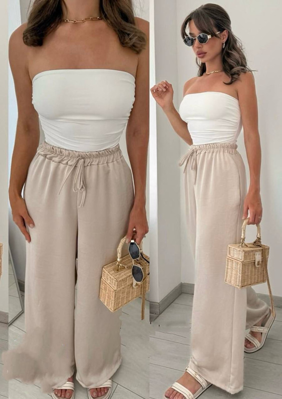 [JOBMAR-000023] Conjunto pantalon beige y top blanca talla standar CR15