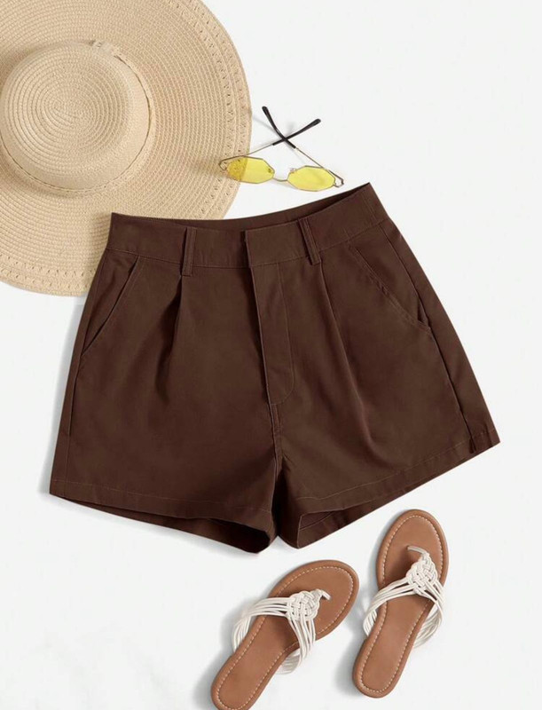 SHORT DE TELA CAFÉ TALLA M YE-011