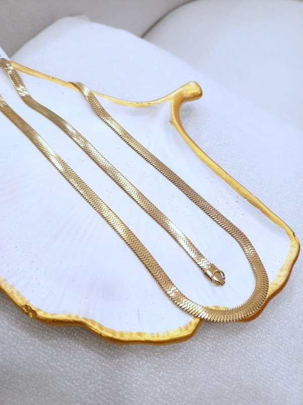 Juego de acero cadena + esclava dorada lomo de salmon 