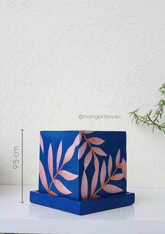 Maceta Azul/hojas (2p) MAH-14