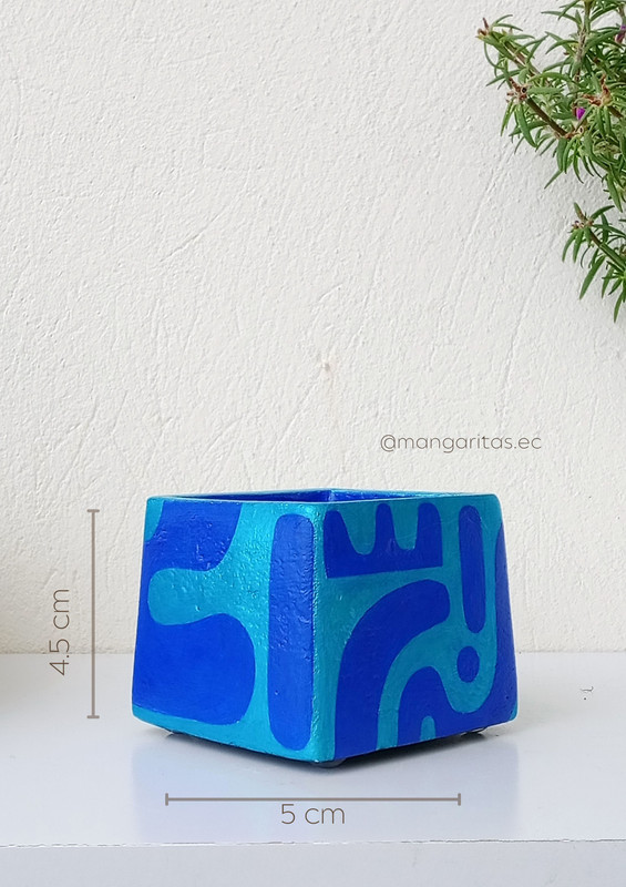 Maceta mini cuadrada azul/turq MCAT-19