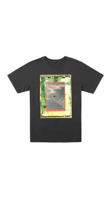 CAMISETA RVCA GRIS RATON LOGO CUADRADO VERDE TALLA S