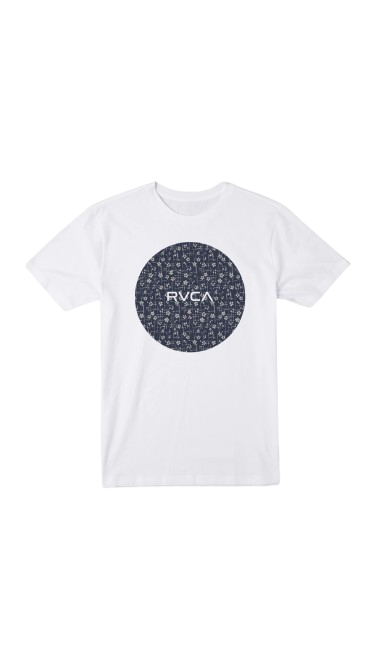 CAMISETA RVCA BLANCA LOGO CENTRO CÍRCULO AZUL  TALLA M
