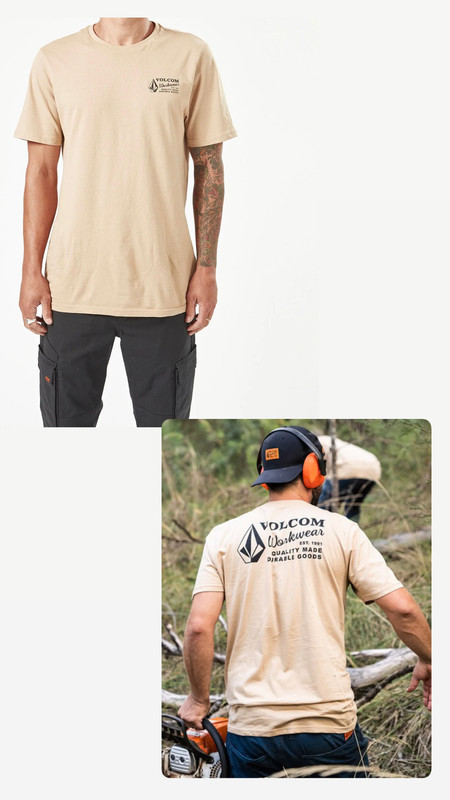 CAMISETA VOLCOM WORKWEAR CAKI LOGO NEGRO TALLA S