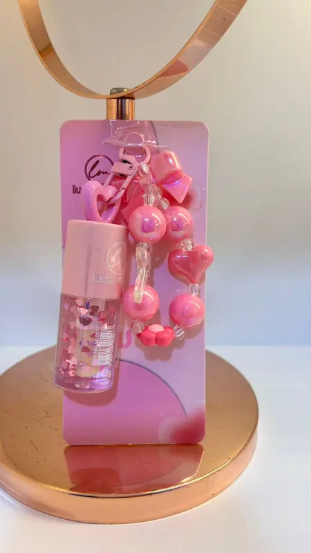 LUCKY MODEL LIP GLOSS CON LLAVERO ROSA