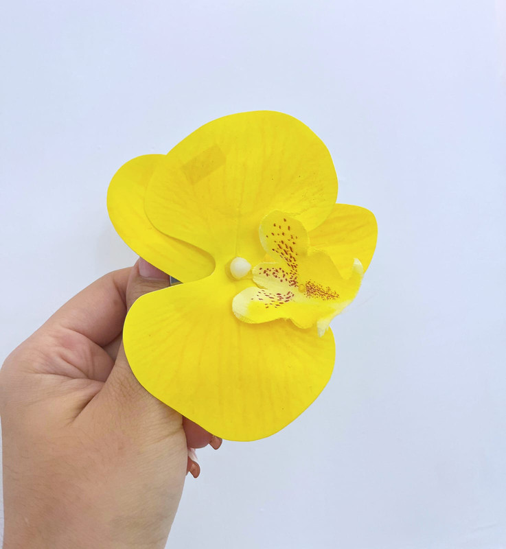 Vincha de Flor de orquidea amarilla rojo