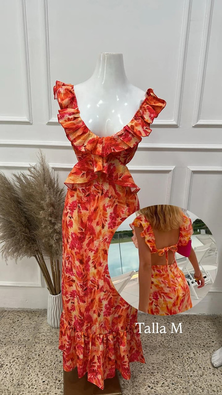 vestido largo anaranjado tropical M/S