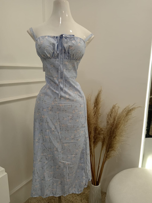 vestido princesa celeste de tiras S