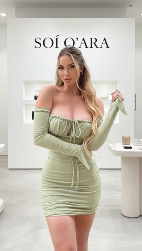 vestido verde limon ajustado M/L