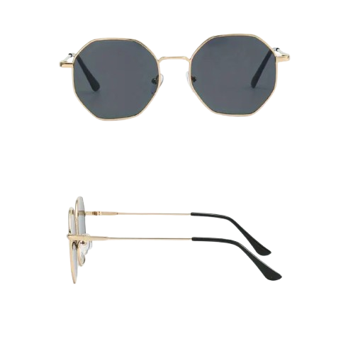 GAFAS DE SOL DE METAL FILO DORADO HEXAGONAL 