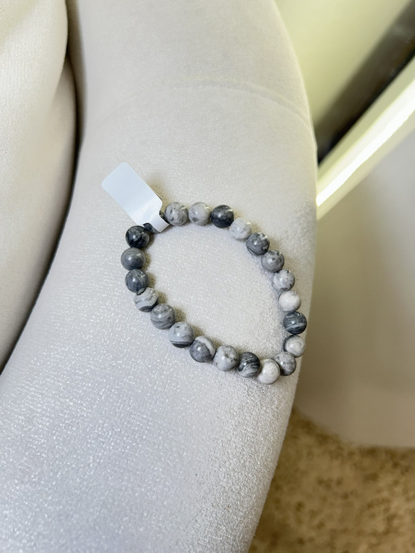 PULSERA DE PIEDRA MARMOLEADA BLANCA