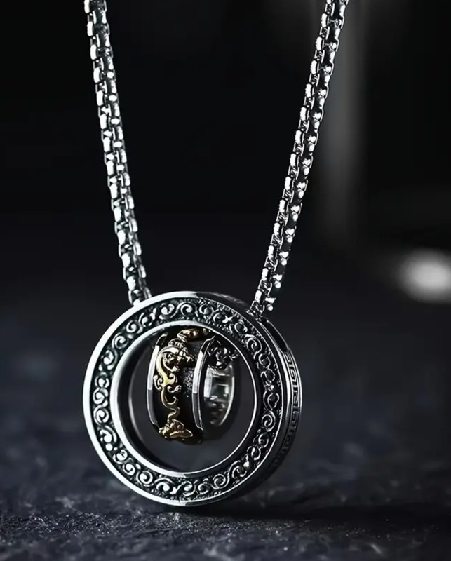 CADENA DE ACERO CON MANTRA GIRATORIO COBRE