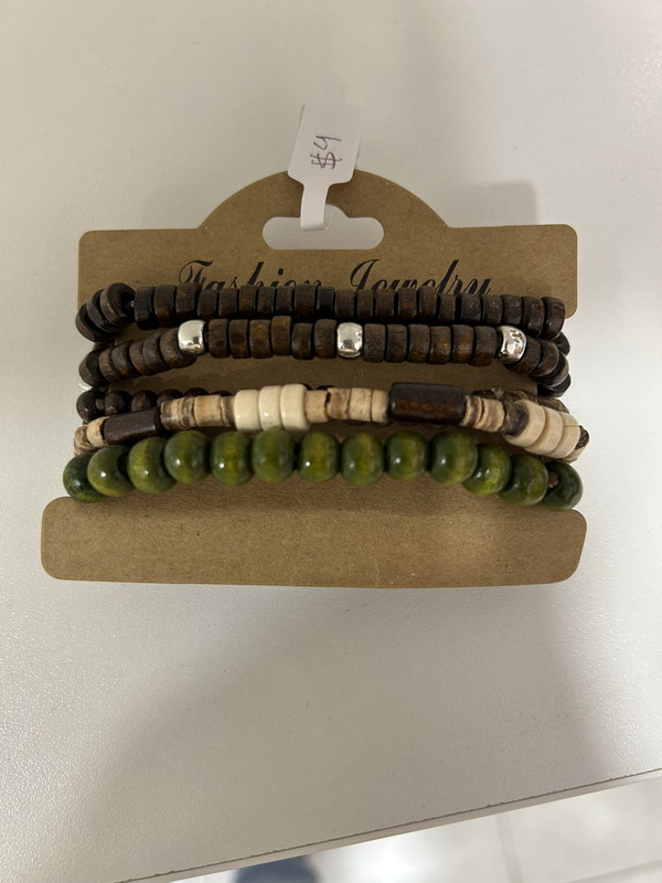 SET X4 PULSERAS DE MADERA 