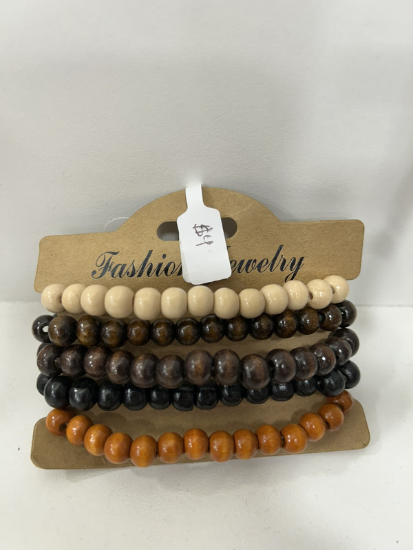 SET X4 PULSERAS DE MADERA 