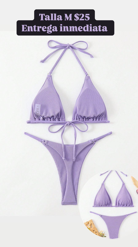 traje de baño lila claro