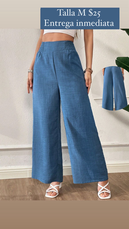 pantalon basta ancha color celeste