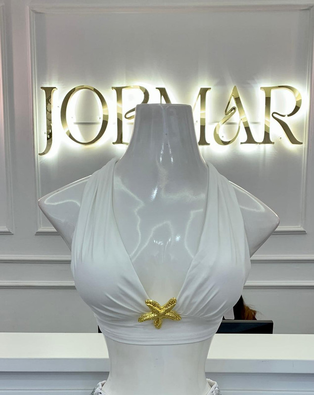 Top blanca con aplique de estrella Talla S