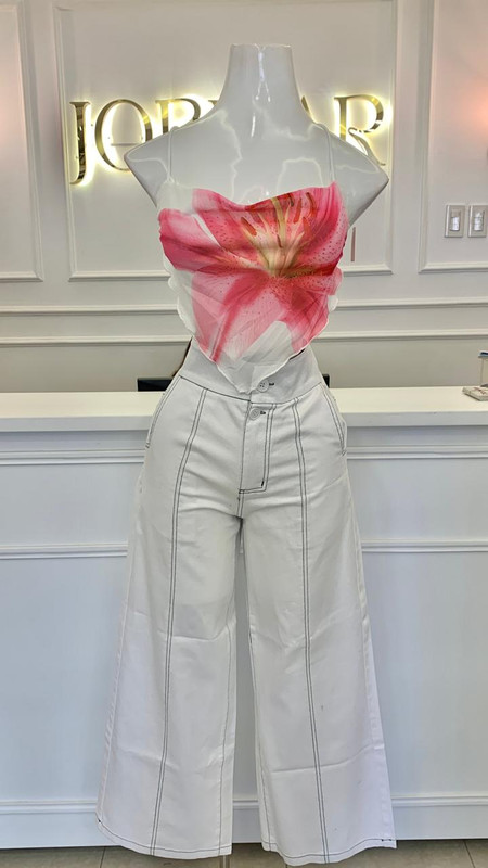 Top espalda descubierta blanca con flor R Talla XS