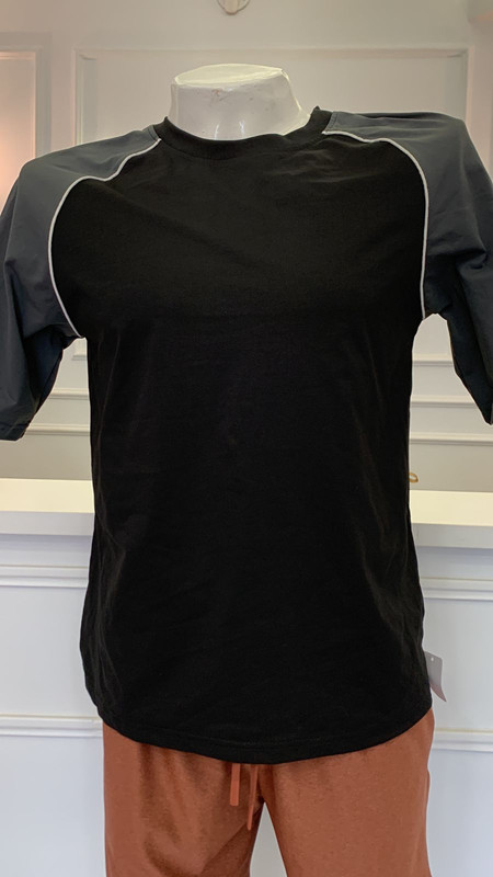 Camiseta de hombre Oversize negra manga ploma Talla S