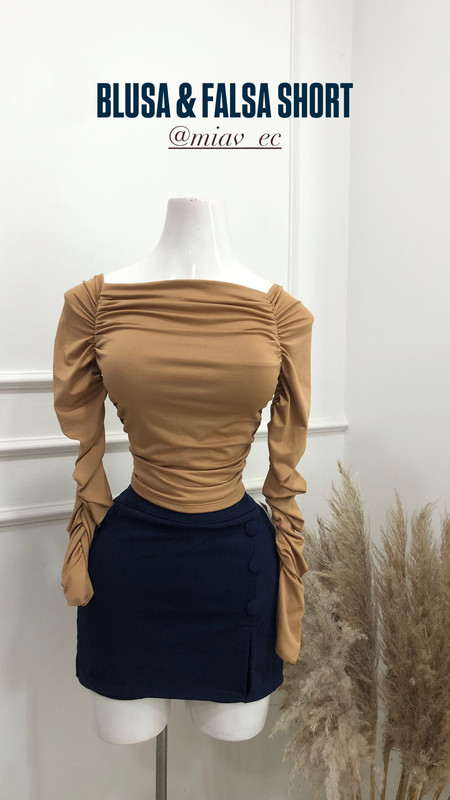 Blusa suplex Mia off shoulder beige 1-62