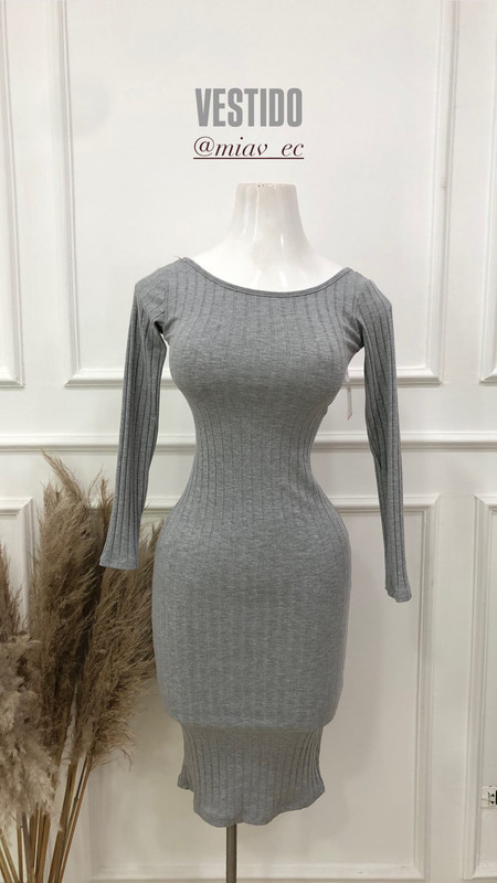 Vestido Luna  panameño escote espalda colores gris y lila 1-69