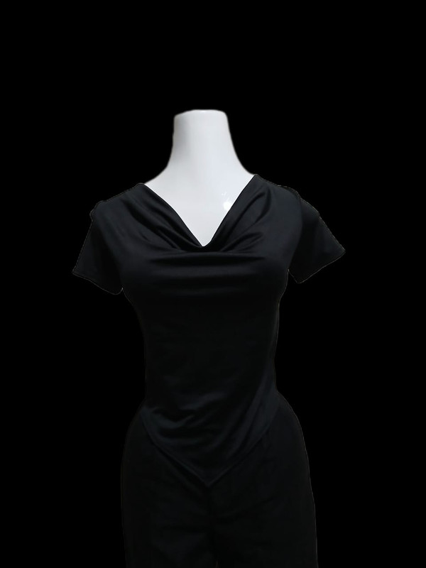 Blusa de manga olgada en el frente, Color Negro, manjar, Talla s/M Tela Suplex Cod BNC6 