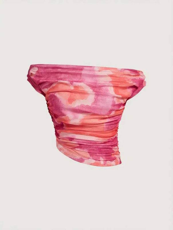 Blusa a los hombro de Maya floral rosa, Tallas,  Tela Maya doble forro Cod 074BF 