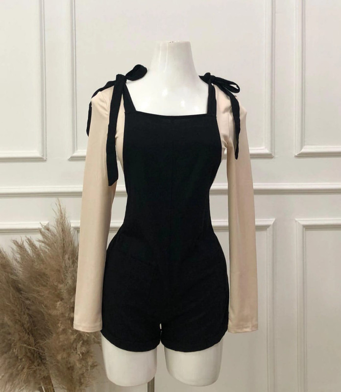 Overol con lazo, Color Verde, Negro, Talla S, Tela Poliester Cod 080OV