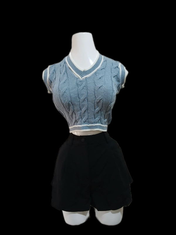 Chaleco de hilo , Color, vino, negro, celeste, Talla S/L tejido de hilo Cod 091L