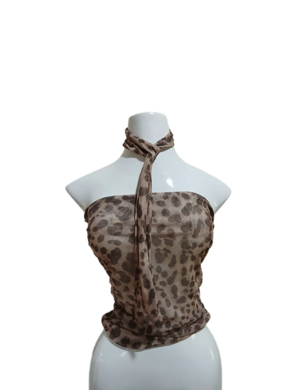 Blusa estraple animal print, Talla S, Tela maya Cod 093BL