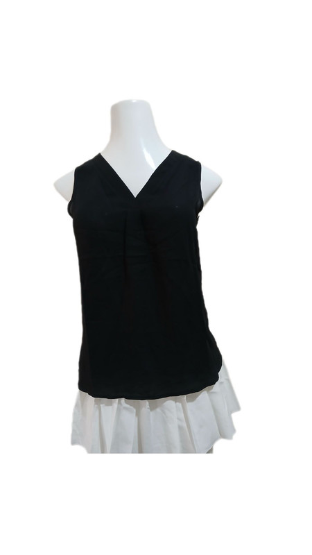 Blusa de formal cuello en V , Color negro, Talla XS, Tela Poliester Cod 1002BN