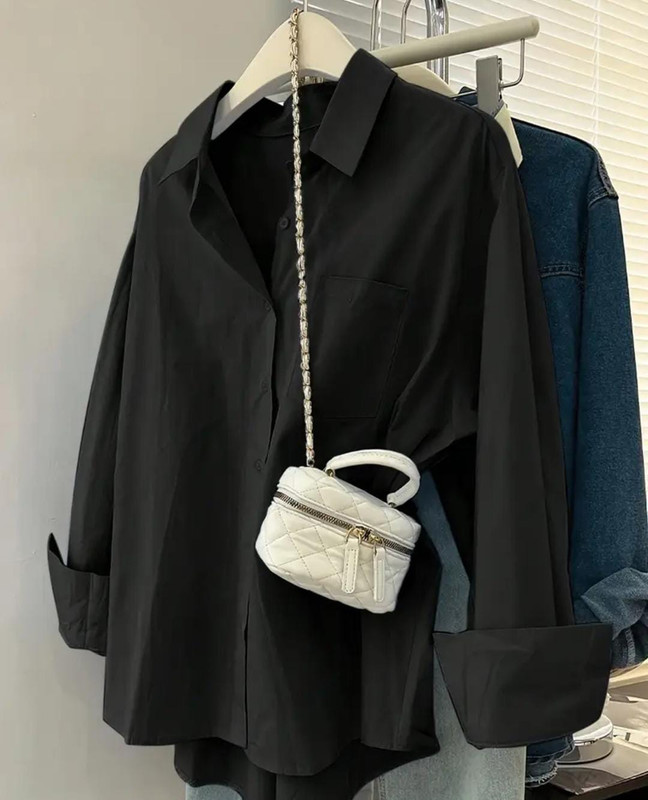 Camison de botones, color negro, Talla S, Tela Poliester Cod 095CN