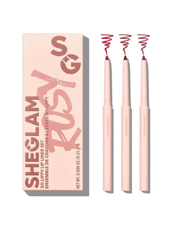 SHEGLAM Kit delineadores de labios tonos rosa