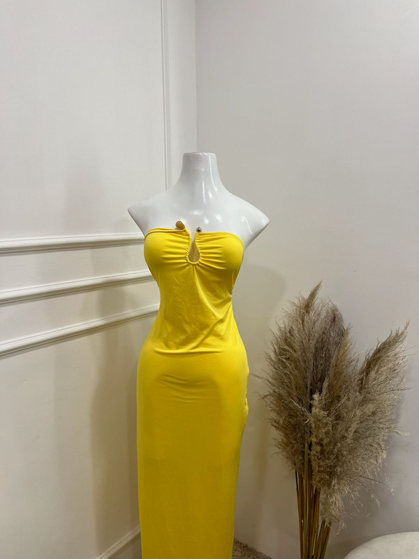 [BAMBI-000049] Vestido amarillo straplee talla L BAM23