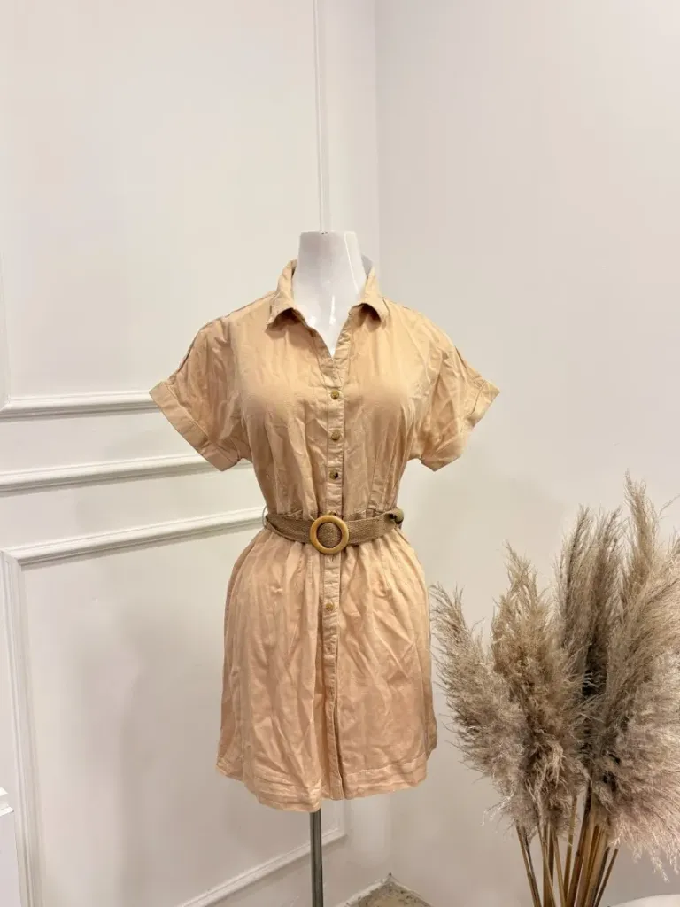 Vestido beige con cinturon talla S JOBMAR 1