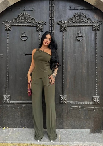 [JOBMAR-000021] Conjunto pantalon verde y top verde exagonal talla standar CR12