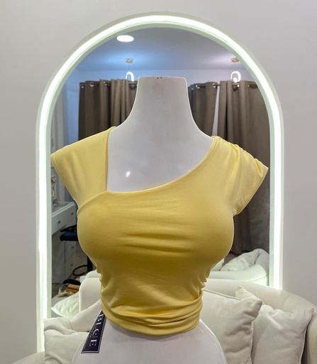[BLUE MBCM-000003] Blusa mantequilla con corte asimetrico en el cuello A3