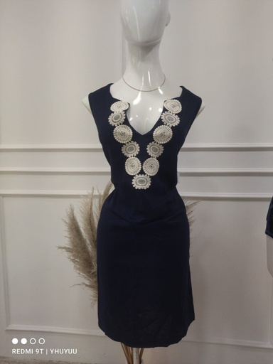 [EL PODER DEL 90-60-90-000005] VESTIDO AZUL MARINO CON BORDADO (XL) 969VESTIDOAZUL-XL