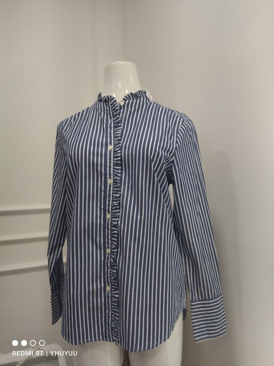 [EL PODER DEL 90-60-90-000017] BLUZA M/LARGAS RALLA/AZULES C/RUEDOS  GAP (L) 