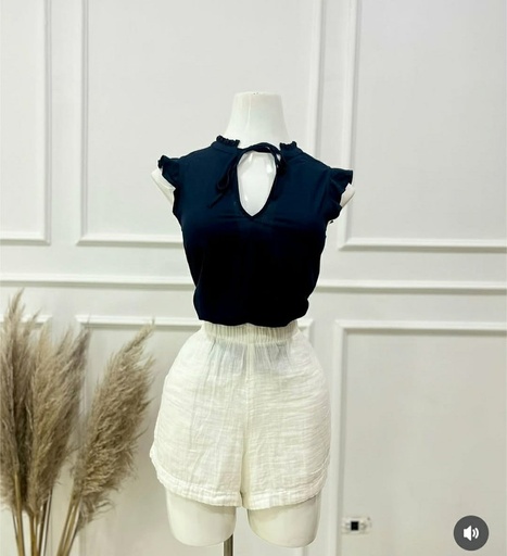 [EL PODER DEL 90-60-90-000021] BLUZA CORTA A/MARINO M/RUEDOS TOMMY H-(XS) 969RDOTMMY-XS