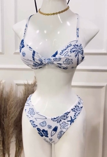 [YELLOW STORE-000008] BIKINI DE 2 PIEZAS BLANCO CON AZUL TALLA S YE-008 