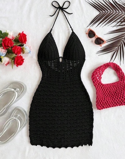 [YELLOW STORE-000017] VESTIDO TEJIDO NEGRO CORTO TALLA S YE-017