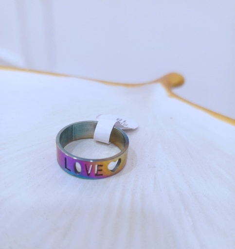 [MIRSTREEL-000026] Anillo Tornasol con recorte de LOVE talla 18 