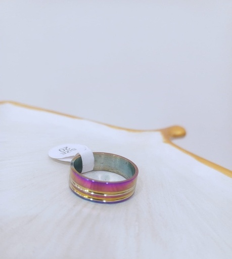 [MIRSTREEL-000030] Anillo Tornasol con dos lineas doradas talla 20 