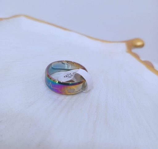 [MIRSTREEL-000031] Anillo Tornasol con tallado de pálpitos y corazón talla 18 